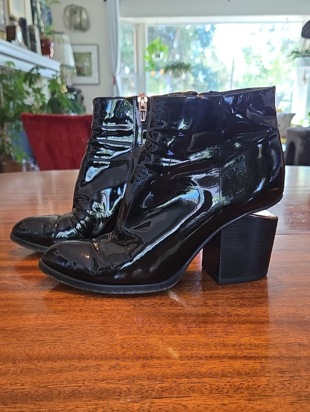 Alexander Wang Black Patent Leather Booties, Size 38